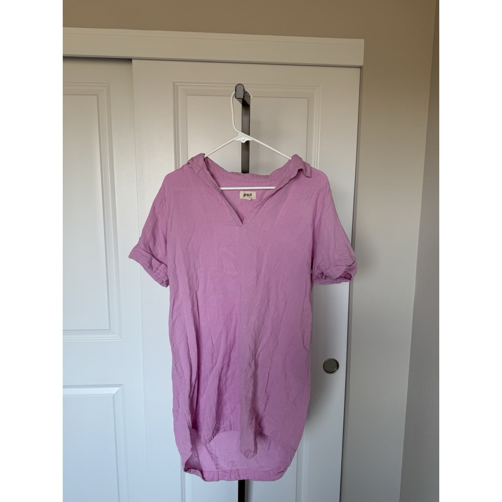 Pact Organic Cotton Coastal Gauze Beach Cover Up Dress - Pink Size XS Organic